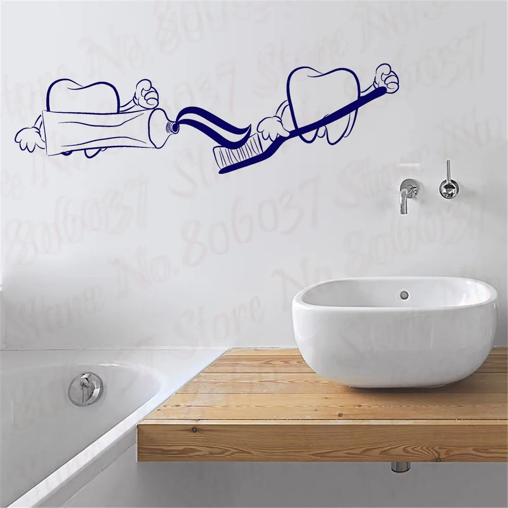 Виниловая настенная наклейка с зубами и зубной пастой | Дом сад