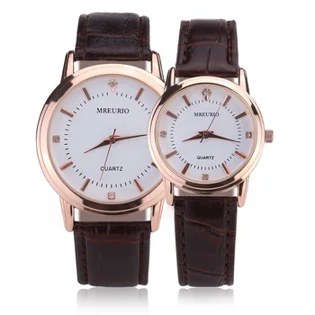 

100pcs/lot Couple Watch Rhinestone Simple Elegant Fashion Quartz Wristwatches Lovers Watch Gifts for Women Men Relogio Wholesale