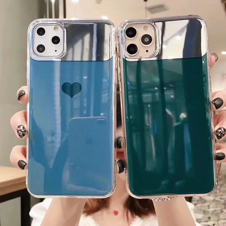 Цветной мраморный зеркальный чехол для телефона iPhone 11 Pro XS MAX с блестящим