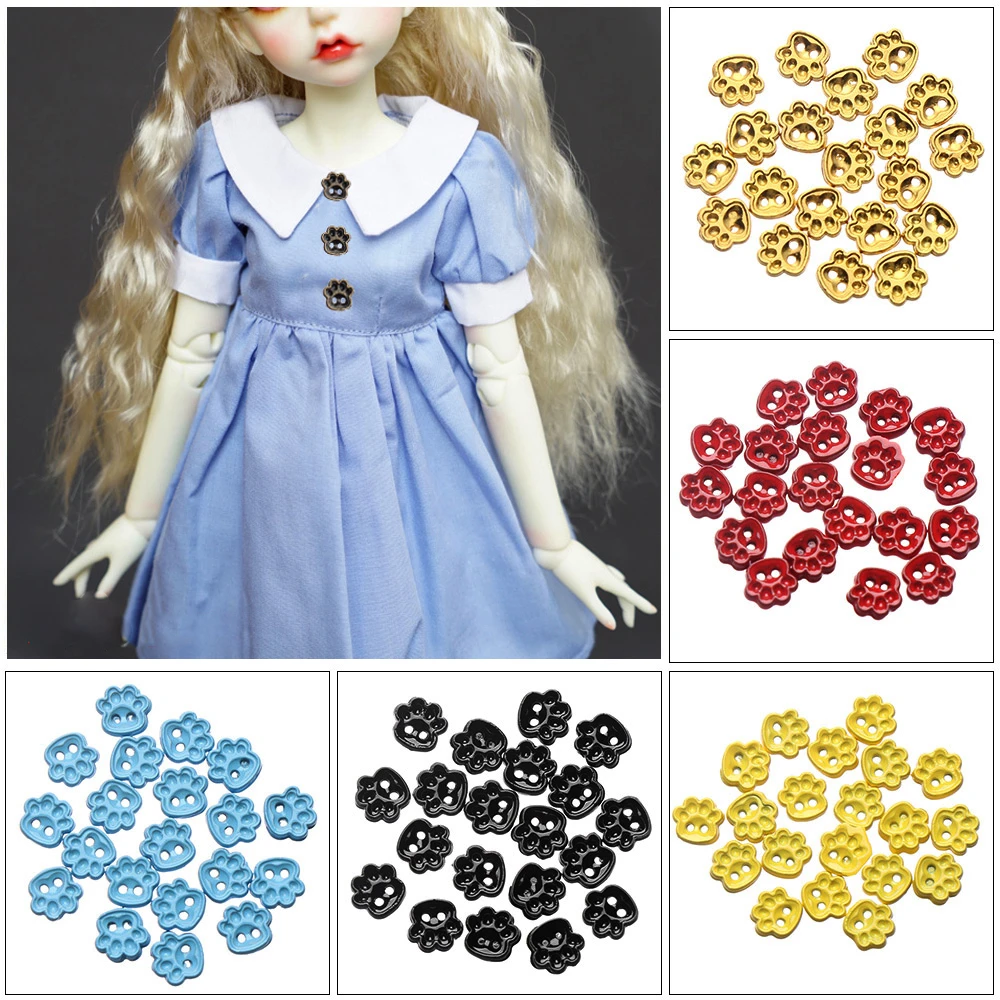 Metal Mini Bear Paw Buttons for DIY Doll Clothes