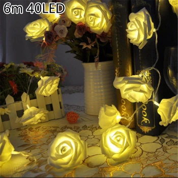 

Festival Rose Lights Night 10/20/40LED String Fairy Wedding Decorative