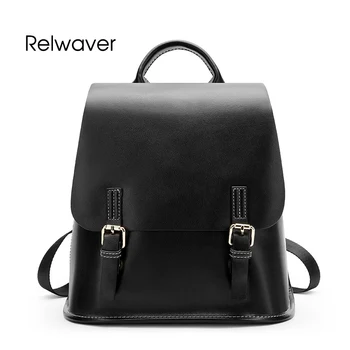 

Leather backpack genuine leather middle size fashion backpack England style roomy cowhide school backpack chic cover women bag