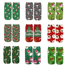 Спортивные носки для велоспорта унисекс, повседневные деловые носки, 3D рождественские носки с Санта-Клаусом и оленем, принт с несколькими принтами, средние спортивные носки#40107