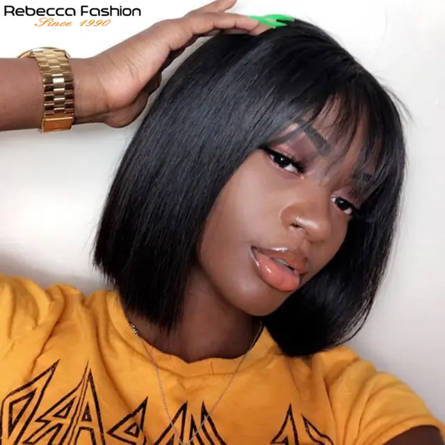 Korotkij Parik Pixie Cut Bob Peruanskie Volosy Remy Pryamye Korotkie Pariki Iz Chelovecheskih Volos Dlya Zhenshin Polnyj Parik Chernyj Cvet Chelovecheskie Volosy Chelka Parik Rebecca Kupit Nedorogo V Internet Magazine S Dostavkoj