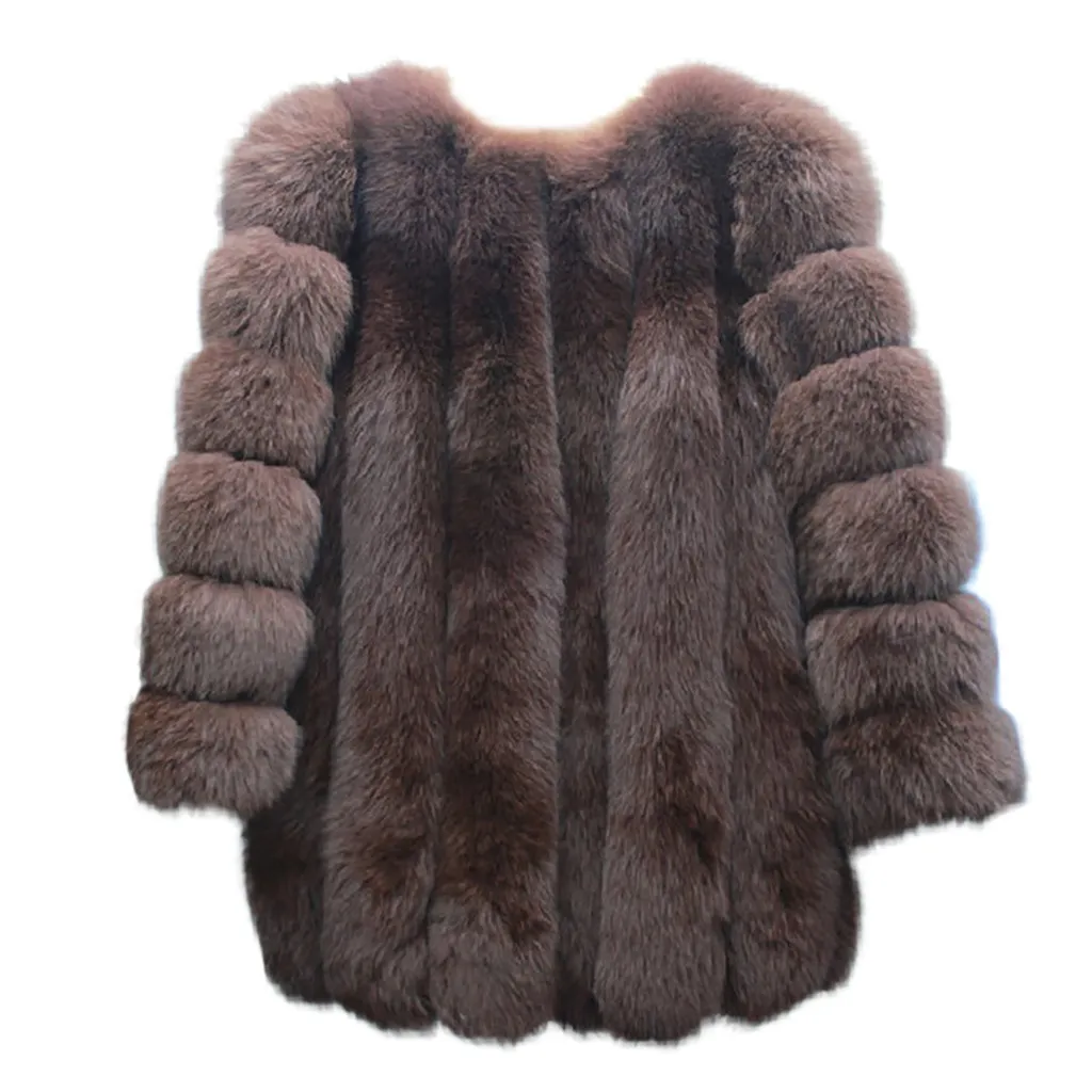 Женская куртка из искусственного меха, зимнее теплое Черное белое пальто, модный кардиган, Женское пальто, женская одежда размера плюс 5XL 19Sp - Цвет: Coffee