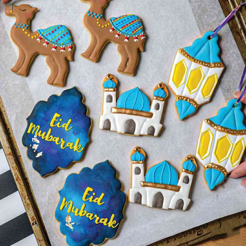5Pcs/set Eid Mubarak Biscuit Mold Moon Star Camel Cookie Cutters DIY Cake Baking Tools Ramadan Kareem Muslim Party Decorations