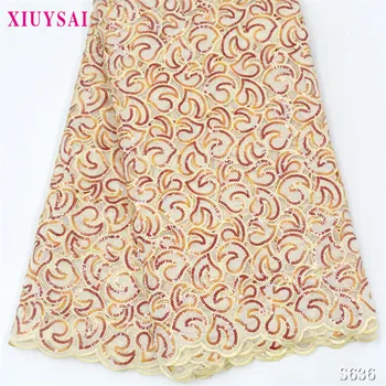 

2020 latest Peach Color african organza lace fabric high quality sequins lace Nigerian Tulle Lace for evening party SL636
