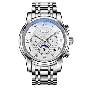 

Business Multi-function Automatic Mechanical Watches Steel Belt Men's Watch Waterproof Scratch-resistant Luminous Watch SL802