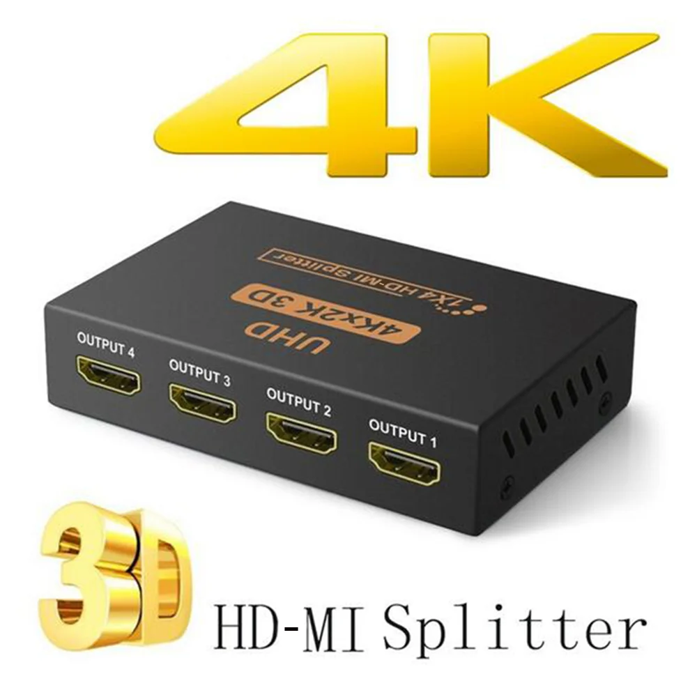 4K HD-MI сплиттер Full HD 1080p видео переключатель 1X2 1X4 двойной Дисплей для HDTV DVD PS3 Xbox
