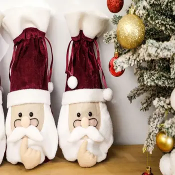 

Christmas Wine Bottle Cover Xmas Decorations Dinner Party Table Decors Santa Claus Glasses Snowman Gifts Supplies For Home
