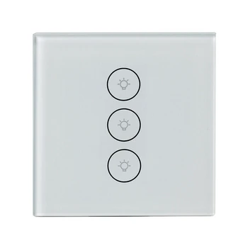 

86mm WiFi Smart Light Switch 3 Gang Glass Press Panel Remote Control Compatible with Alexa Google Assistant
