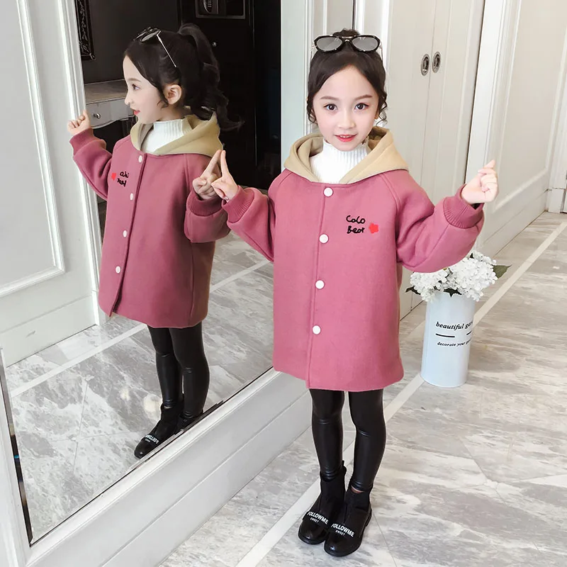 Puckcovi/шерстяное пальто для девочек; Ropa nina invierno; зимнее пальто с капюшоном; Модное Длинное Пальто из полиэстера