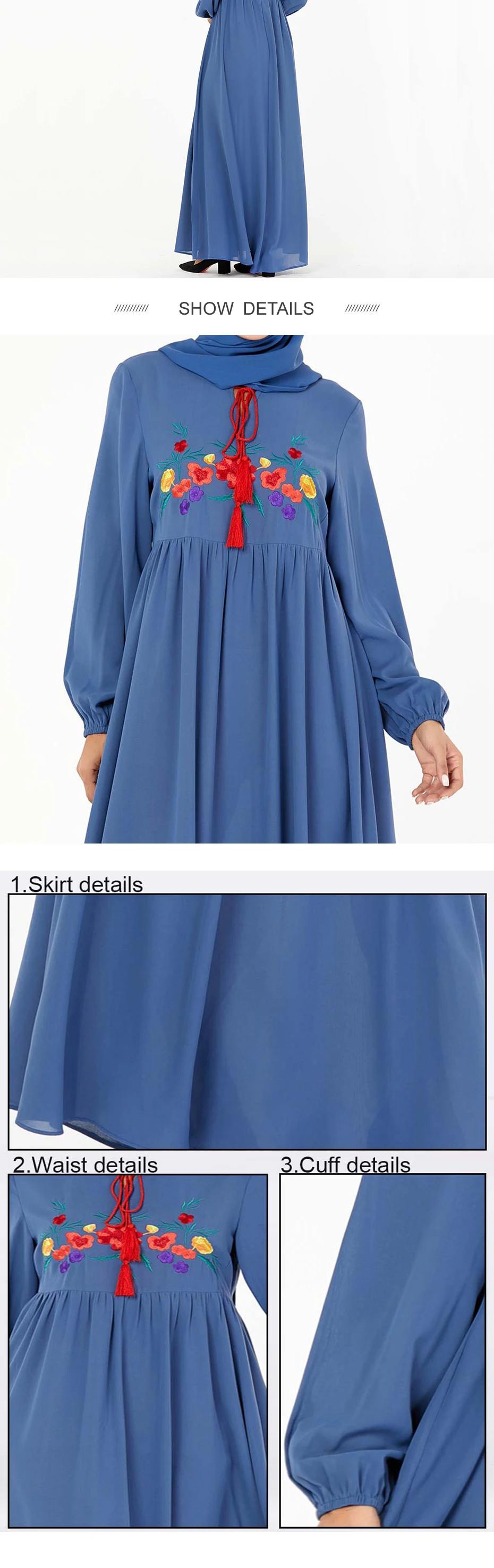 9212 мусульманская вышивка абайя парадное платье Кимоно длинное платье туника Юба катфан Ближний Восток Рамадан Арабская Исламская одежда