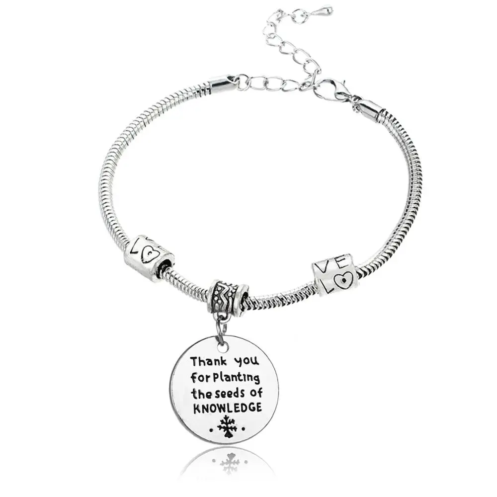 12 шт. Благодарим Вас за посадки семян познания браслеты с деревом круглый кулон любовь бисера браслет из цепочек день учительницы подарки на день благодарения ювелирные изделия
