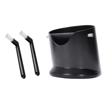 

2 Set Coffee Accessories: 1 Set Coffee Knocker Box Non-Slip Coffee Grinding Trash Can & 1 Set Coffee Machine Brush Cleaner Clean