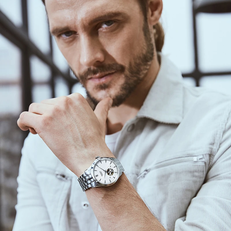 Nakzen Original Japanese Watch Business Men Automatic Mechanical Watch Stainless Steel Band High Quality Four Color Optional