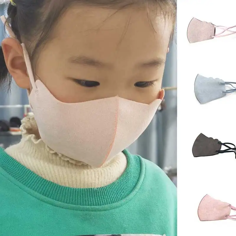 

3-10 Year Kids Windproof Face Mask Kids Mouth Mask Solid Color Soft Children Masks Breathable Non-disposable Washable Mouth Mask