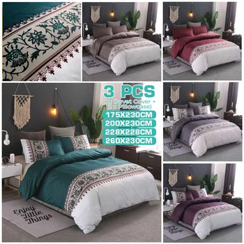 

Home Ultra Soft 3 Piece Plain Printing Duvet Cover Set Polyester Bed Three-Pcs Noble Elegant Comfortable Duvet Cover