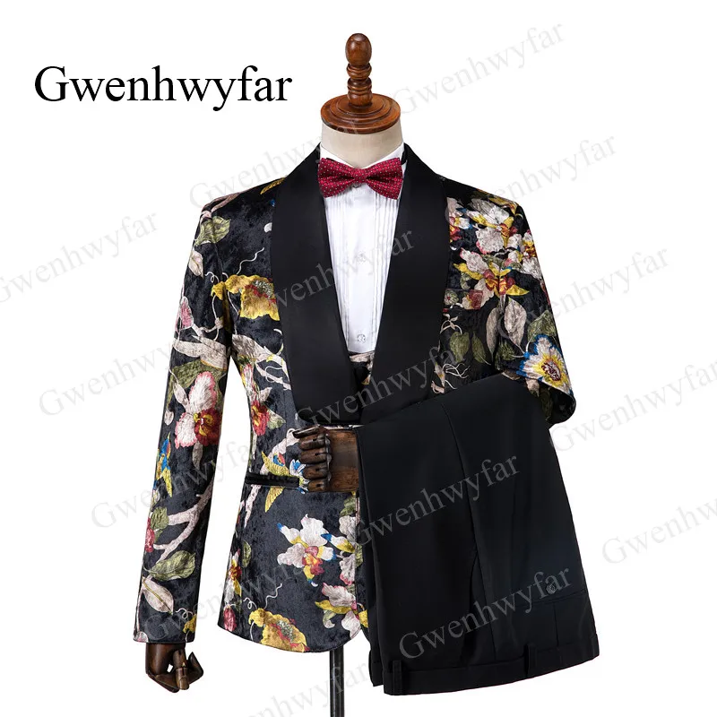 color 12 Gwenhwyfar, элегантный серебристый мужской костюм с рисунком орхидеи, s, официальный мужской костюм, 3 предмета, официальная одежда, мужской костюм, набор, мужской свадебный костюм - Цвет: color 12