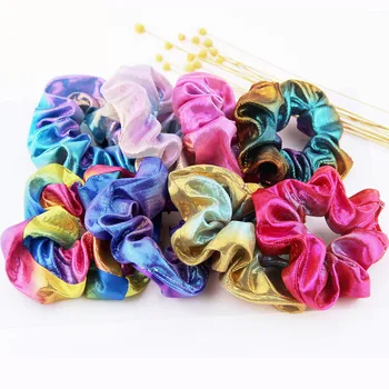 

1PC Shiny Metallic Laser Elastic Hair Band For Women Girls Scrunchies Hair Rubber Ties Ponytail Holder Headband Hair Accessories
