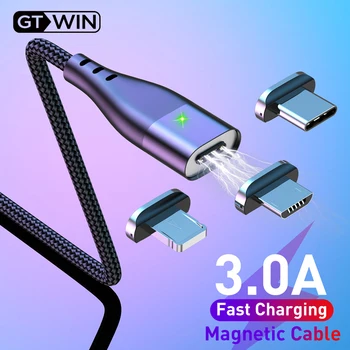 

GTWIN 3A Magnetic USB Cable For iPhone Charger Magnet Charge Wire Type C Fast Charging For Xiaomi Samsung Micro USB Cable Cord