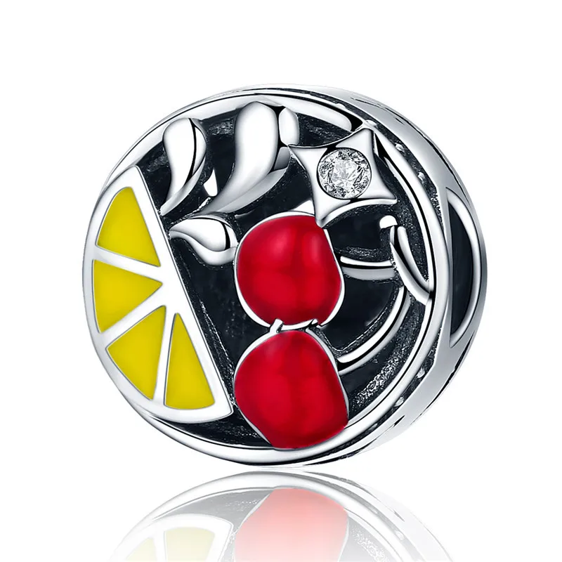 Fit Pandora браслет 925 серебро подарок матери сердце фруктовые бусины DIY S925 Любовь Мама арбуз амулеты "Клубника" - Цвет: sa146