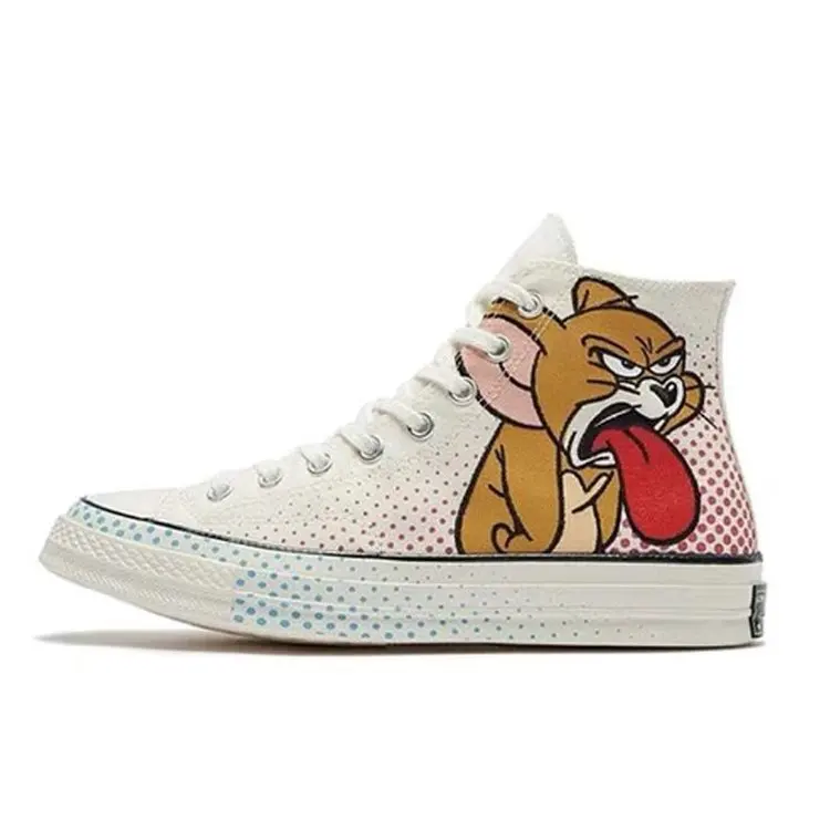 

2019 Autumn New Style Korean-style Hight-top Canvas Shoes Cat And Mouse Versatile Casual Flat Outer Wear Shoes Women's Fashion