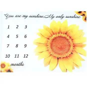 

Baby Milestone Blanket Soft Flannel Sunflower Printing Monthly Blanket Infants Photography Backdrop Cloth for Newborns