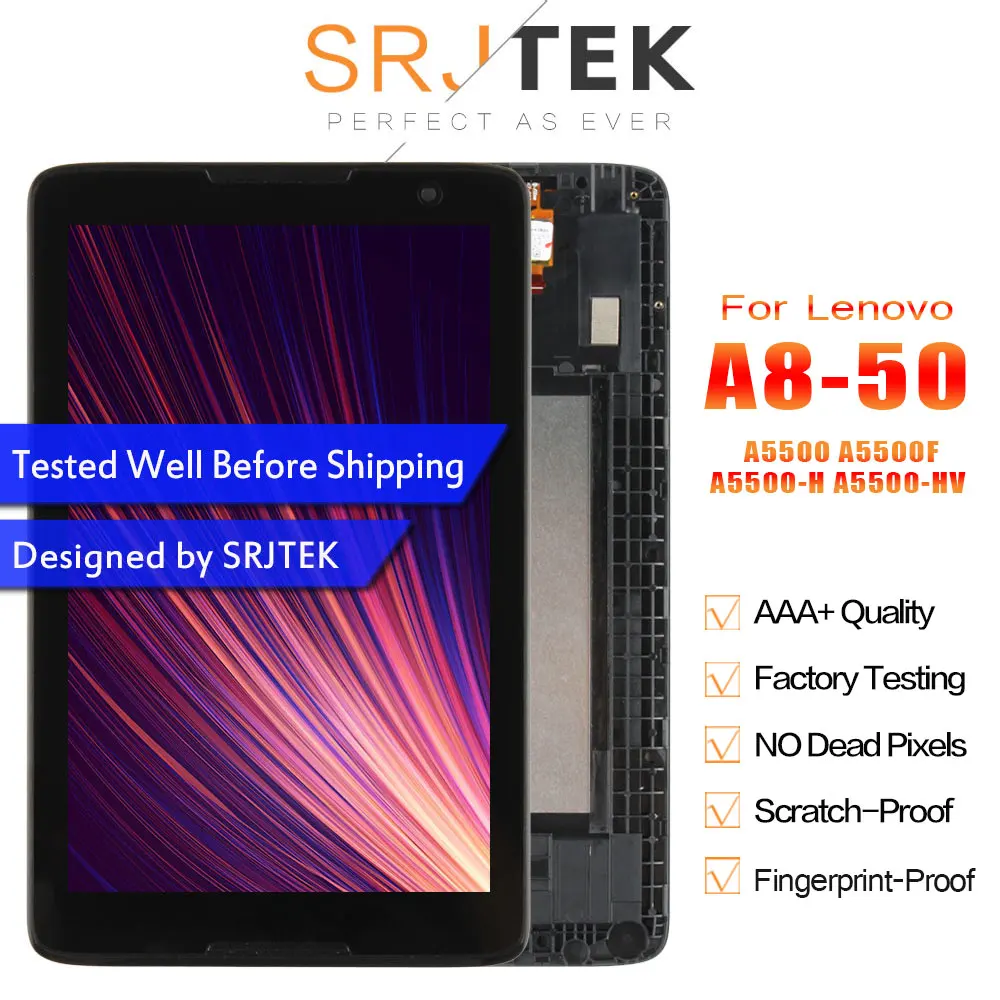 Srjtek 8 &quotдля Lenovo IdeaTab A8-50 A5500 A5500F A5500-H A5500-HV сенсорный экран дигитайзер ЖК-экран