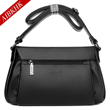 

AIBKHK Woman Genuine Leather Oblique Satchel Handbag Design Single Shoulder Bag Soild Color Corium Crossbody Bags for Women M639