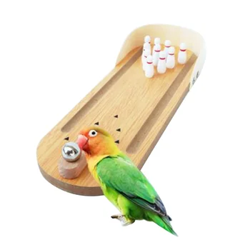 

Bird Trick Training Toys Wooden Mini Desktop Bowling Parrot Toys Education Play Toys for Parakeets Eclectus Cockatoo