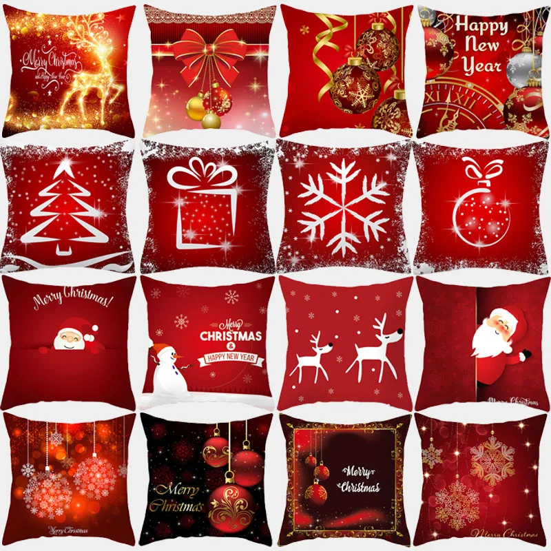 Christmas Decorative Pillows Cover Merry Christmas Printed Cushion