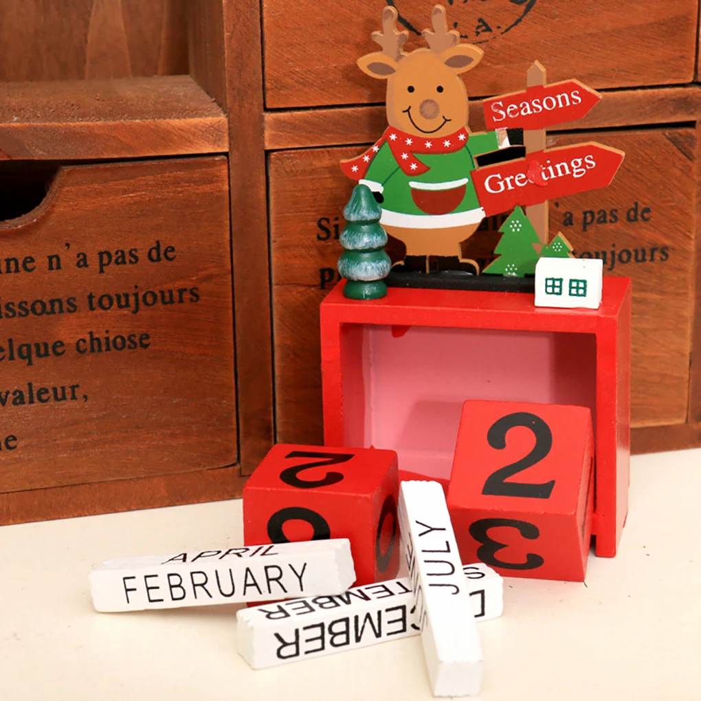 

Cute Desk Wooden Advent Calendar Small Xmas Countdown Snowman Reindeer Santa Craft Christmas Decoration Wooden Calendar Gift New