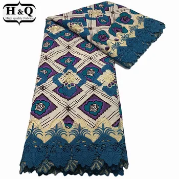 

H&Q latest ankara fabric african real wax print batik lace 6 yards/piece embroidery nigerian guipure laces water soluble fabrics