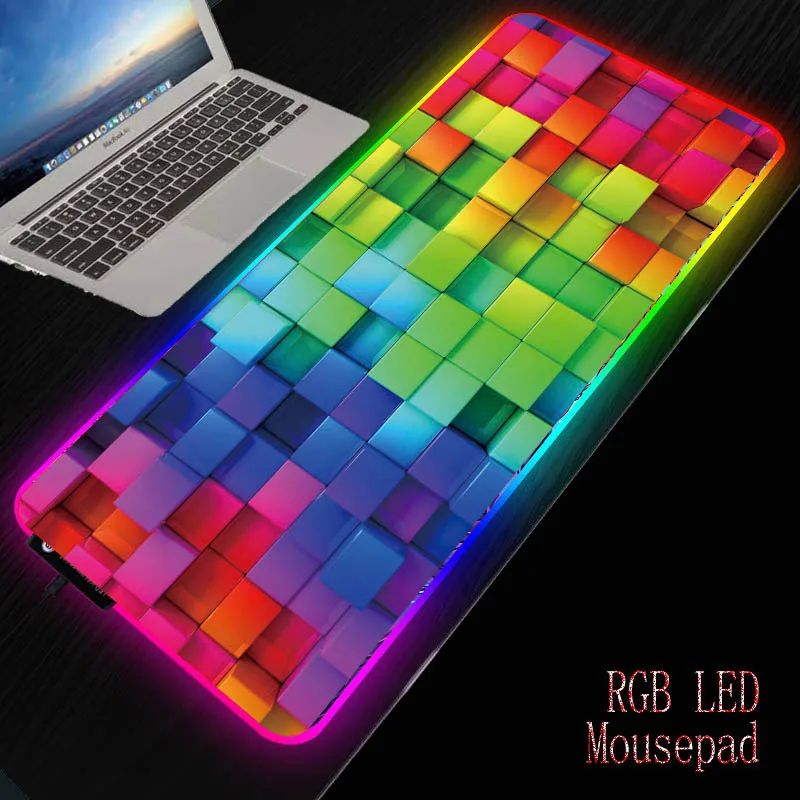 MRGBEST обои Радуга RGB игровой большой коврик для мыши геймер Led компьютерная большая