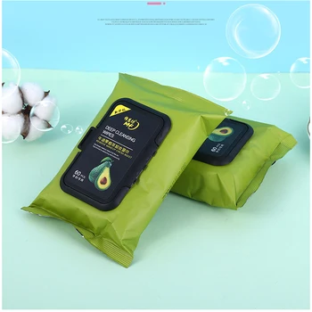 

60PC Soft Avocado Facial Make Up Wet Wipes Disposable Face Blandly Cleanser Thick Remover Daily Deep Cleaner Cleaning