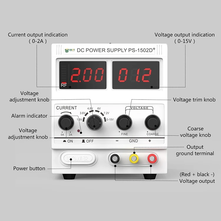 220V регулирование постоянного тока 12V 2A лучший 1502D+ регулируемый цифровой Экран дисплея источник для ремонт телефона pcb