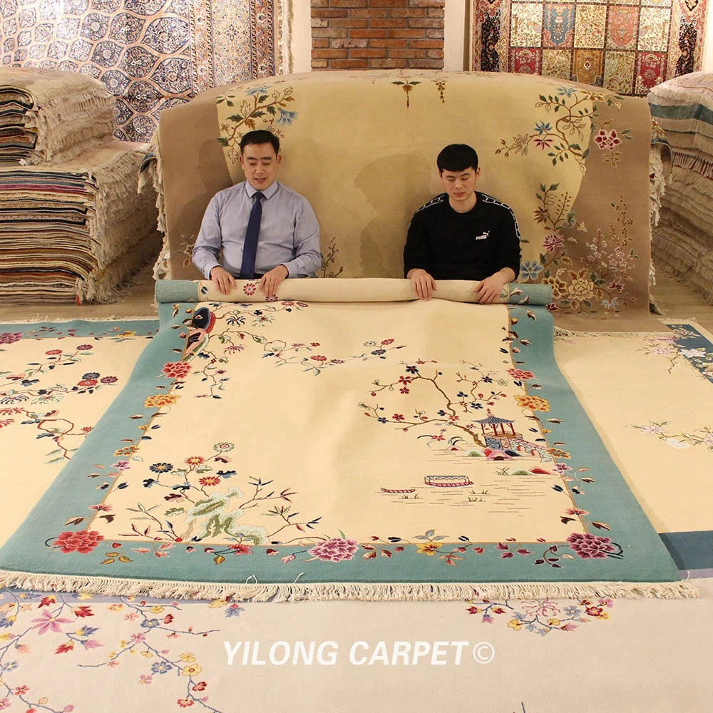 YILONG 6 'x 9' вязаный шерстяной коврик ручной работы китайский художественный Декор Элегантный Цветочный