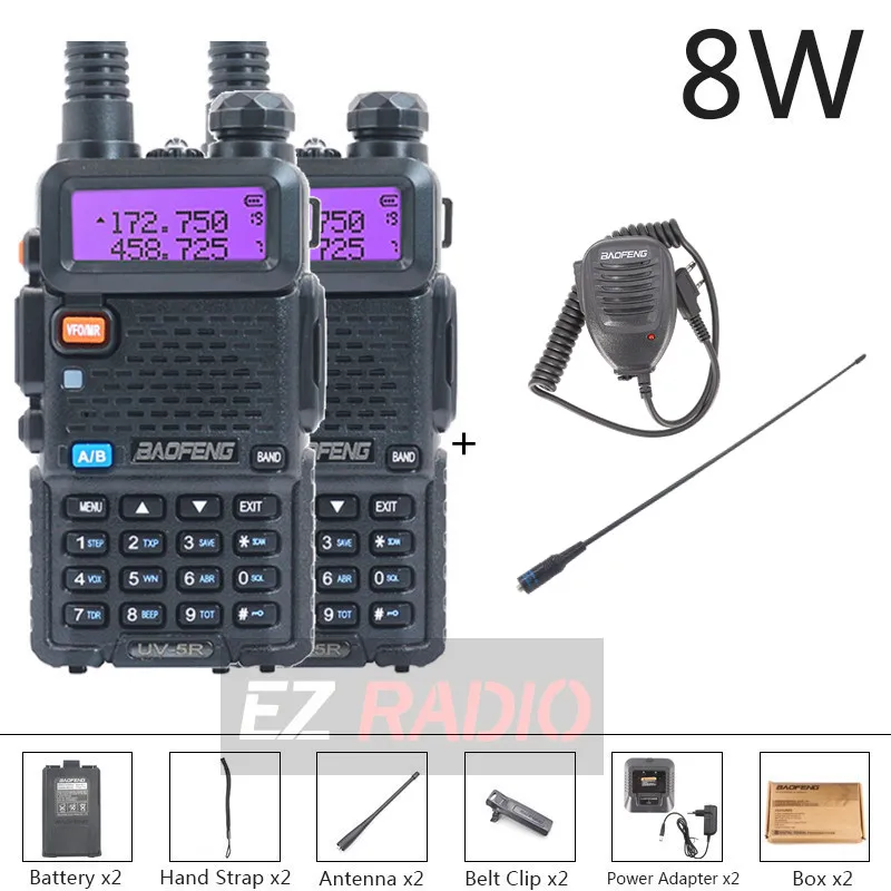 long range walkie talkies 50 miles Walkie Talkie Baofeng UV 5R Radio Station Two-way Ham Boafeng Radio 2PCS Powerful Dual VHF/UHF Walike Talkies for Hunting 10KM midland two way radios Walkie Talkie