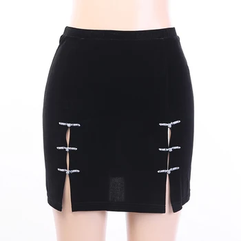 

Womens Button Split High Waist Skirt Mini Casual Sexys Short Dress JL