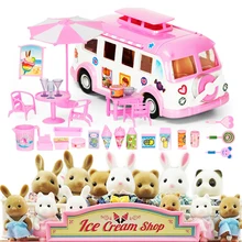 

Sweety Zoey Picnic Bus Miniature Dollhouse Accessories 1:12 Forest Family Toy for Girls Animals Doll Role Play Pretend Toys Gift