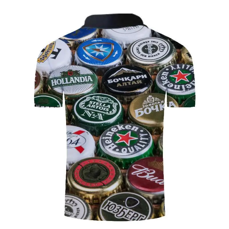 Новинка, Мужская рубашка поло, удобная, с коротким рукавом, 3D, с принтом пивной капли, Мужская рубашка поло, летняя толстовка, креативная рубашка