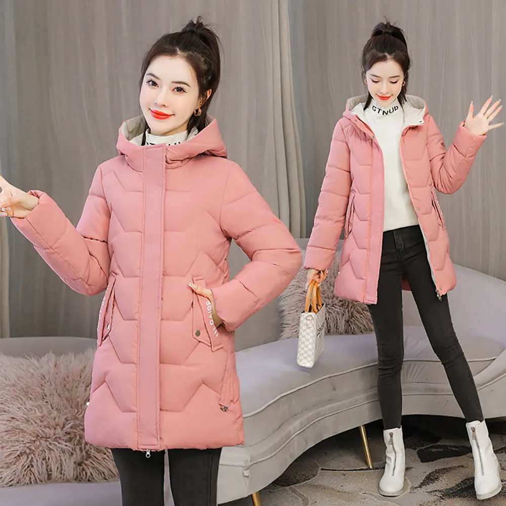 PinkyIsBlack 2021 Winter Women Jacket Long Hooded Cotton Padded Female Coat High Quality Warm Basic Outwear Parkas Women Clothes