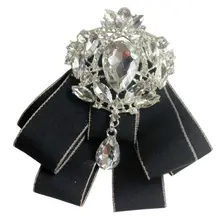 Женская Мужская лента брошь-бант искусственный кристалл Стразы капля Свадебная заколка значок