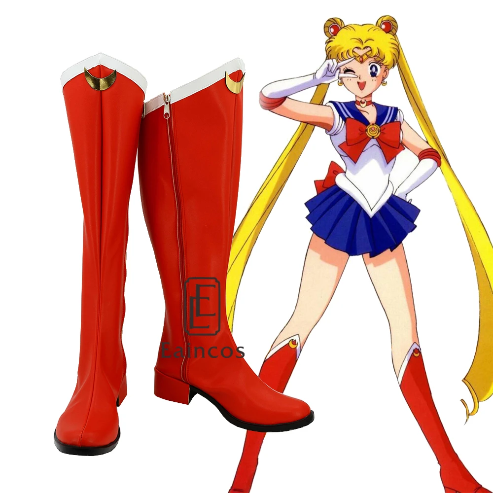 

New Anime Sailor Moon Sailormoon Girls Red Cosplay Party Shoes Boots Customized Size