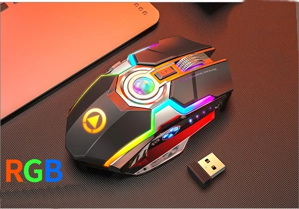 Черный А5 игровая мышь 2,4 ГГц Беспроводная USB профессиональная Esports RGB подсветка Slient Bluetooth мышь 1600 dpi 7 кнопок для ПК ноутбука - Цвет: Черный