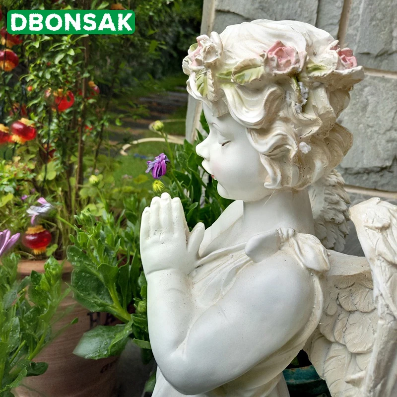 Украшения в виде Ангела из смолы Роза гирлянда губы Ангел скульптура Девушки Открытый сад Пейзаж Двор вилла парк домашний декор ремесла