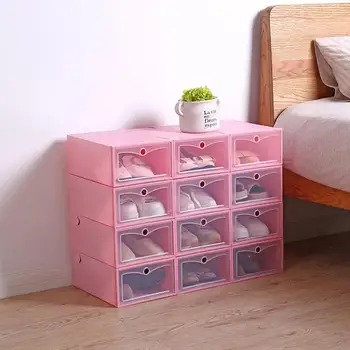 

Foldable Box Plastic Shoe Box Shoes Storage Box Stackable Portable Useful Multifunctional 3pcs Large Volume Tools Container