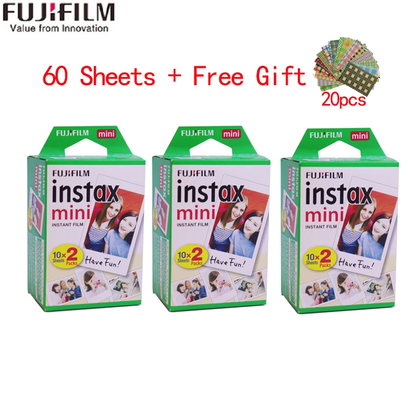 10-100 листов Fuji Fujifilm instax mini 9 8 белых краев пленки цветные Fims для instax instant camera mini 8 9 7 s фотобумага - Цвет: white 60 Sheets
