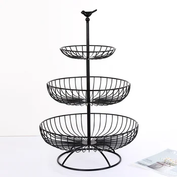 

HOT Three-layer Iron Fruit Bowl Fruit Basket Countertop Stand Home Storage Basket TI99